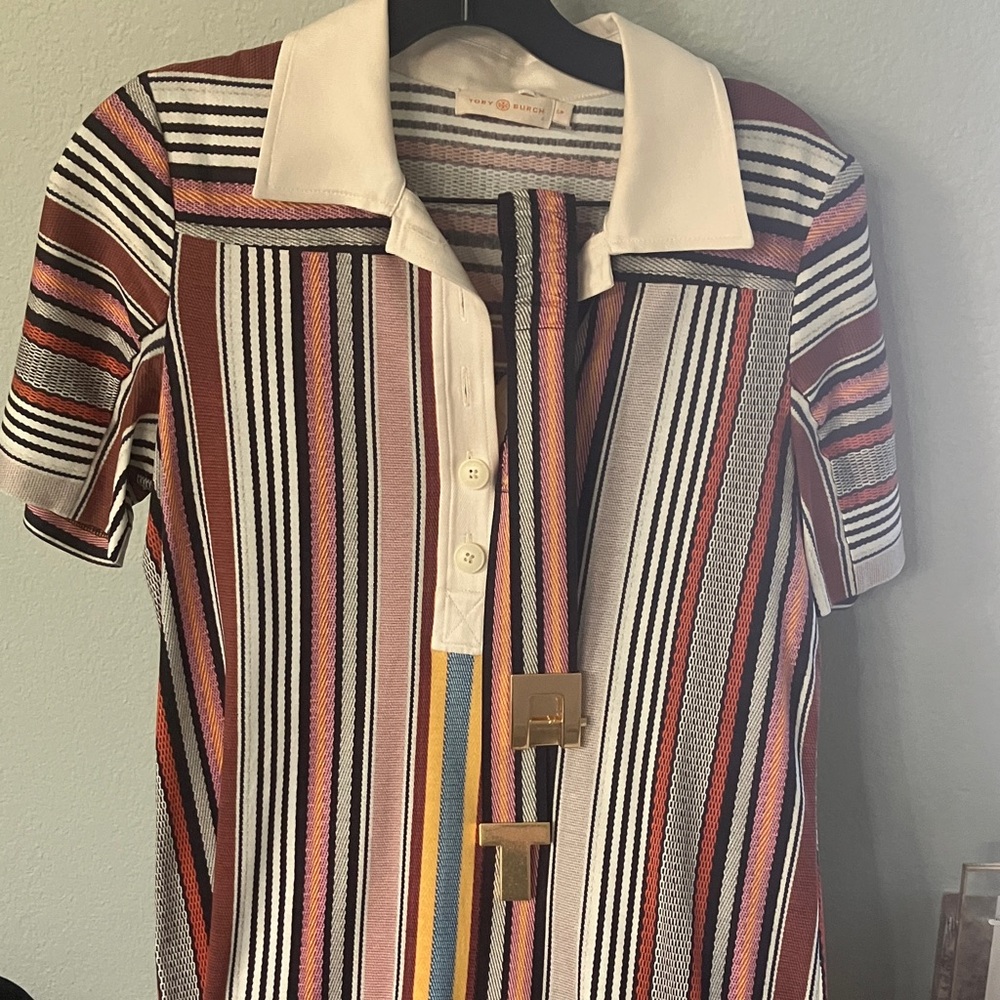Tory Burch Striped Polo Midi Dress - Picture 5 of 6